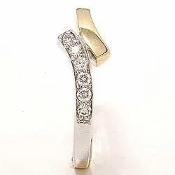 abstract diamant ring in 14 karaat goud-en witgoud 0,15 ct