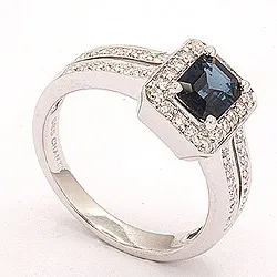 blauwe saffier ring in 14 karaat witgoud 0,43 ct 1,05 ct