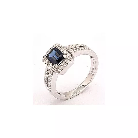 blauwe saffier ring in 14 karaat witgoud 0,43 ct 1,05 ct