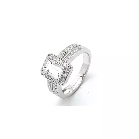 vierkant diamant ring in 14 karaat witgoud 0,43 ct 