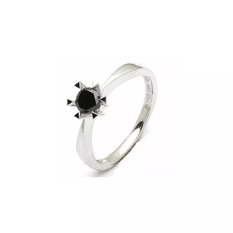 zwart diamant solitaire ring in 14 karaat witgoud 0,32 ct