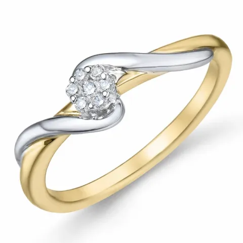 diamant ring in 14 karaat goud-en witgoud 0,06 ct