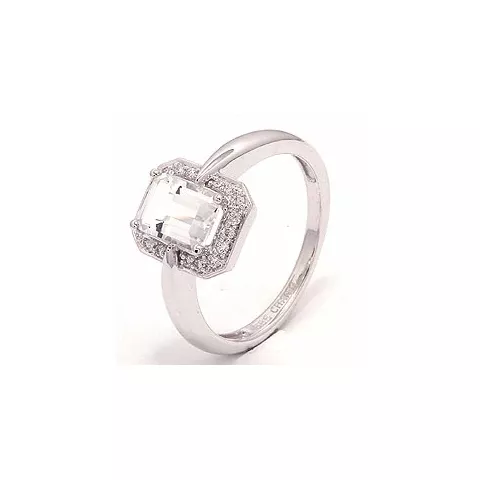 vierkant kwarts diamant ring in 14 karaat witgoud 0,09 ct 1,00 ct