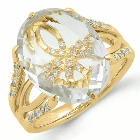 kwarts diamant ring in 14 karaat goud 0,16 ct 6,00 ct