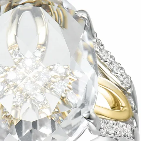 kwarts diamant ring in 14 karaat goud-en witgoud 0,16 ct 6,00 ct