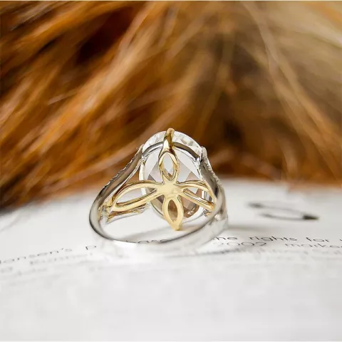 kwarts diamant ring in 14 karaat goud-en witgoud 0,16 ct 6,00 ct