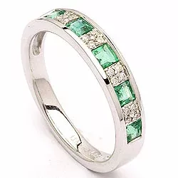 bestelde artikel -  smaragd ring in 14 karaat witgoud 0,07 ct 0,42 ct