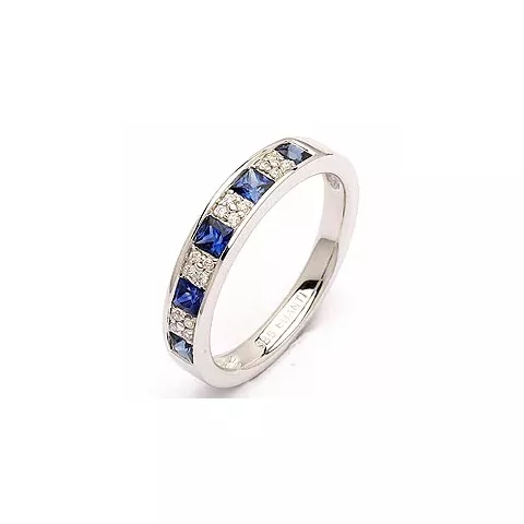 blauwe saffier diamant ring in 14 karaat witgoud 0,08 ct 0,66 ct