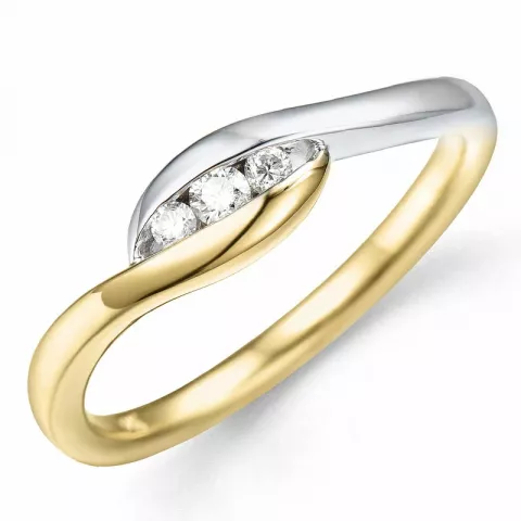 vingerring abstract briljant ring in 14 karaat goud-en witgoud 0,11 ct