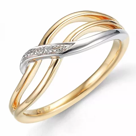 Diamant ring in 14 karaat goud-en witgoud 0,01 ct