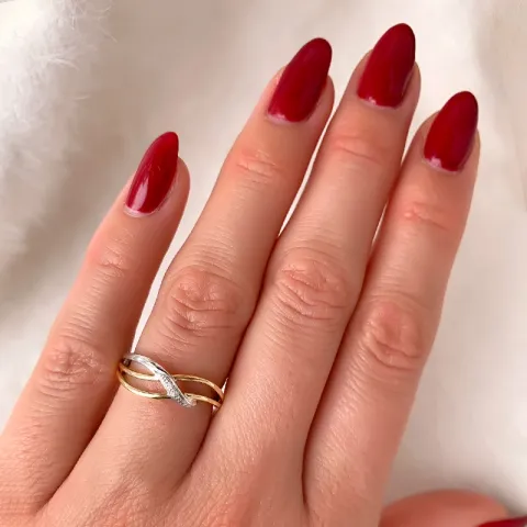 Diamant ring in 14 karaat goud-en witgoud 0,01 ct