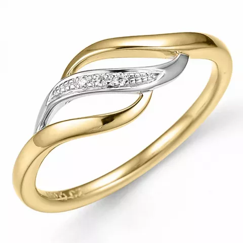 ring in 14 karaat goud-en witgoud 0,015 ct