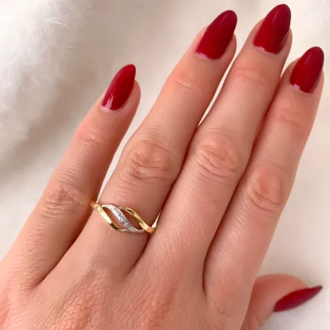 ring in 14 karaat goud-en witgoud 0,015 ct