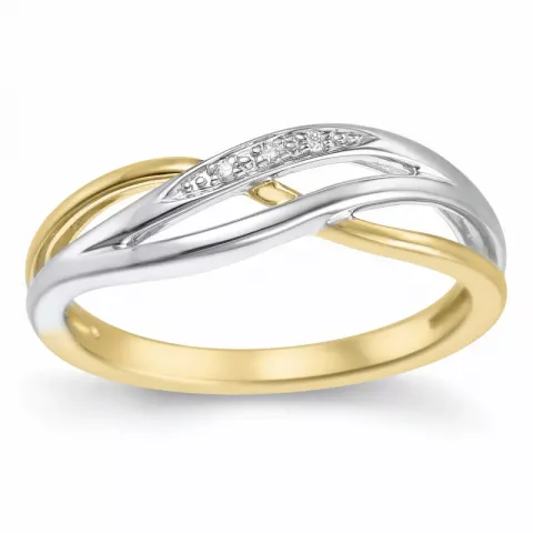 Diamant ring in 14 karaat goud-en witgoud 0,015 ct