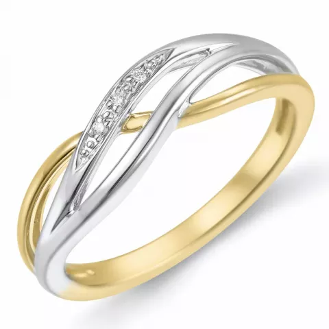 Diamant ring in 14 karaat goud-en witgoud 0,015 ct
