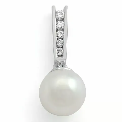 parel hanger in 14 caraat witgoud 0,05 ct