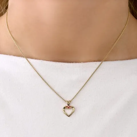 hart robijn hanger in 14 caraat goud 0,02 ct