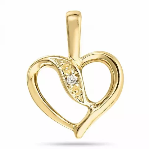 hart diamanten hanger in 14 caraat goud 0,008 ct