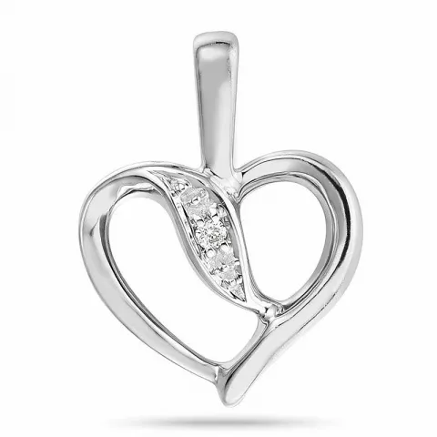 hart diamanten hanger in 14 caraat witgoud 0,008 ct