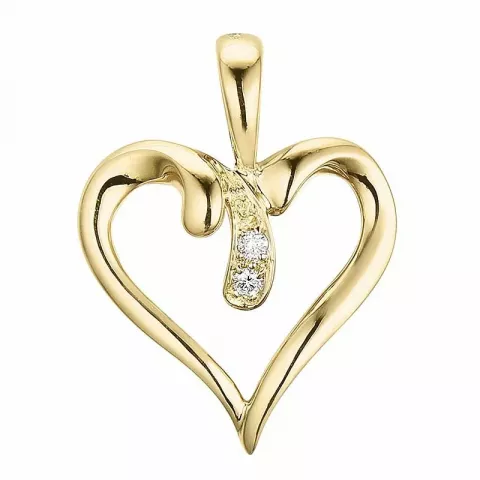 hart diamanten hanger in 14 caraat goud 0,017 ct
