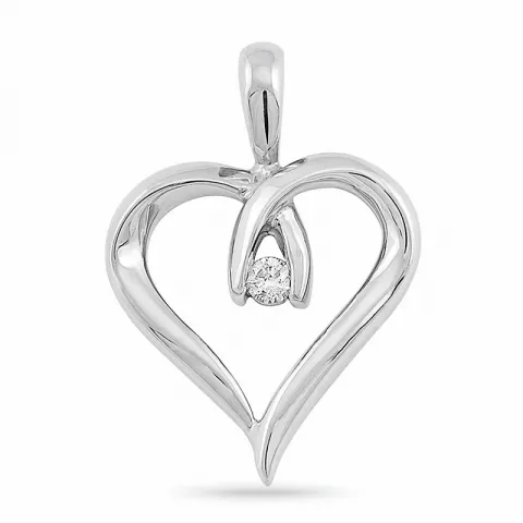 hart diamant hanger in 14 caraat witgoud 0,04 ct