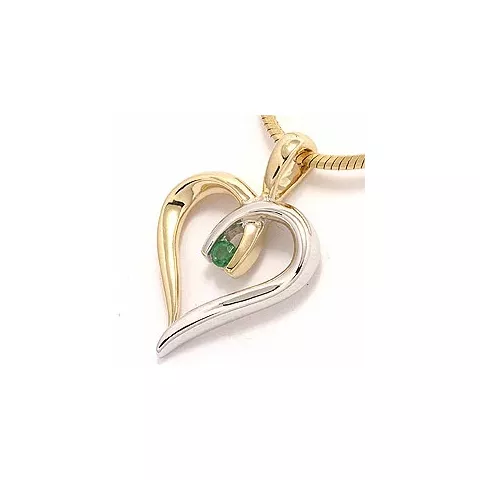 hart smaragd hanger in 14 caraat goud-en witgoud 0,04 ct