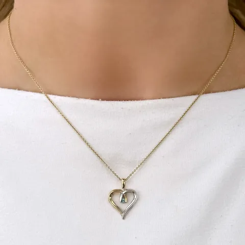 hart topaas hanger in 14 caraat goud-en witgoud 0,03 ct