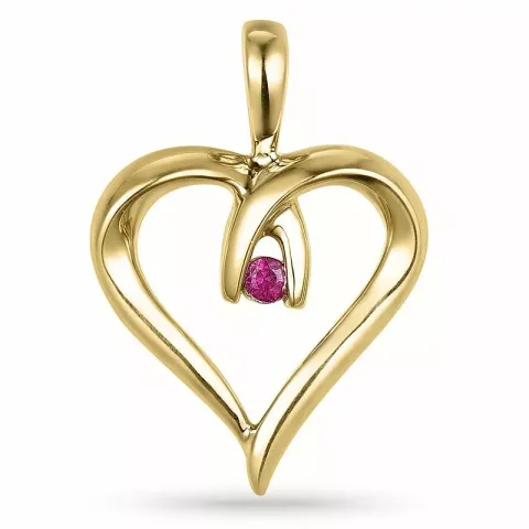 hart robijn hanger in 14 caraat goud 0,04 ct