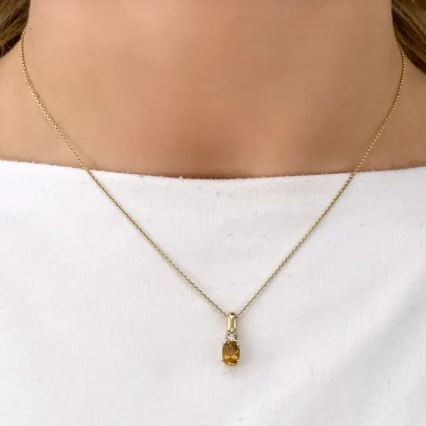 citrien hanger in 14 caraat goud 0,05 ct 0,80 ct