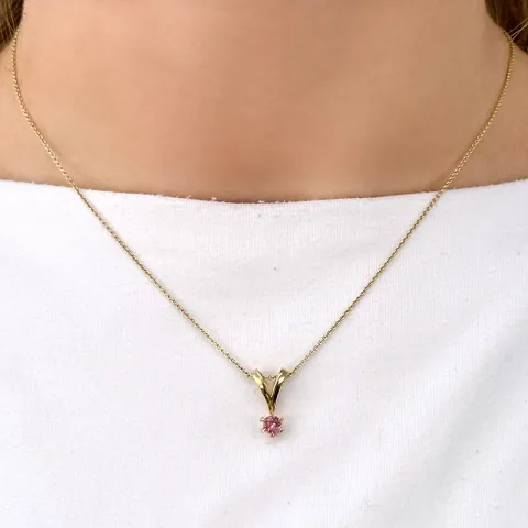 elegant pink hanger in 14 caraat goud 0,28 ct