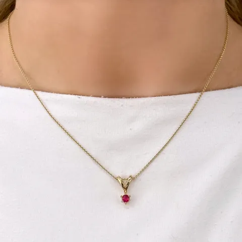 echt robijn hanger in 14 caraat goud 0,30 ct