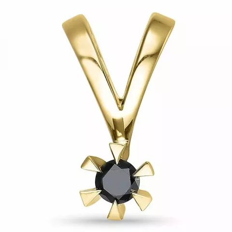 zwart diamant hanger in 14 caraat goud 0,10 ct