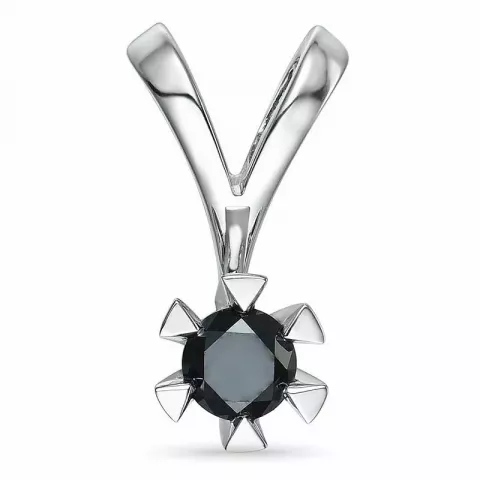zwart diamant hanger in 14 caraat witgoud 0,40 ct