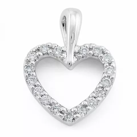 hart diamant hanger in 14 caraat witgoud 0,21 ct