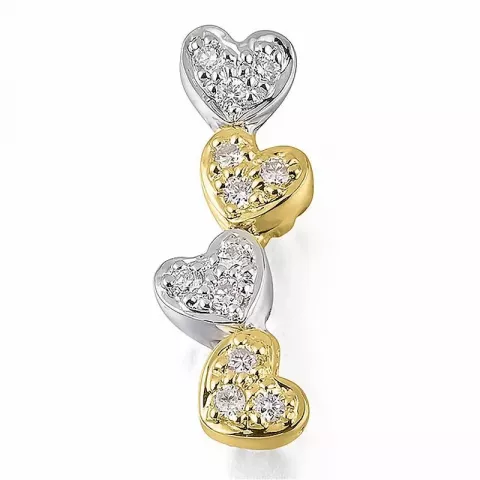 hart diamant hanger in 14 caraat goud-en witgoud 0,15 ct