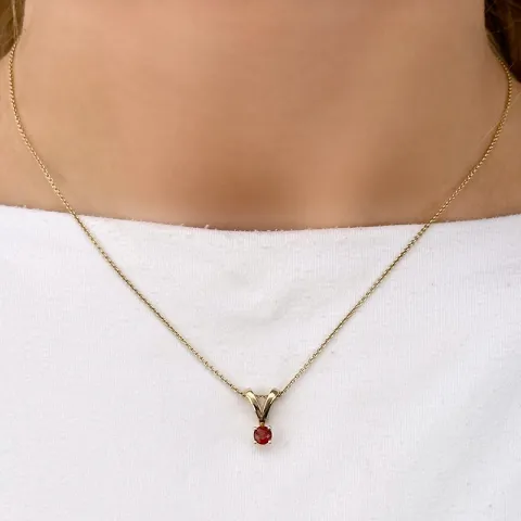 granaat solitaire hanger in 14 caraat goud 0,32 ct