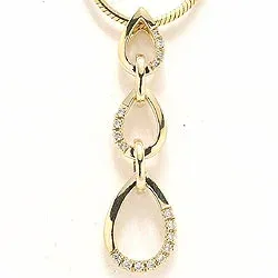 Druppelvormig lang hanger in 14 caraat goud 0,09 ct