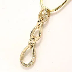 Druppelvormig lang hanger in 14 caraat goud 0,09 ct