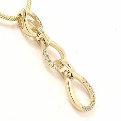 Druppelvormig lang hanger in 14 caraat goud 0,09 ct