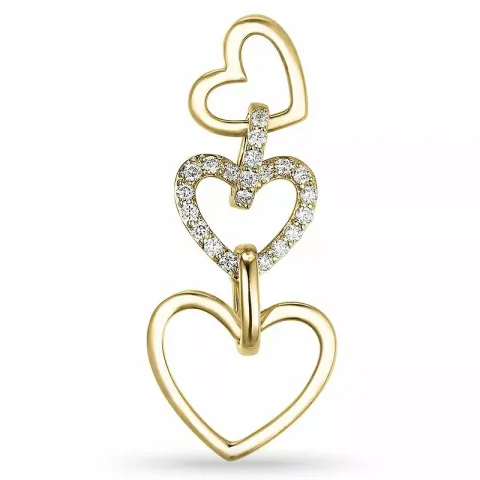 Sieraad diamant hartjes hanger in 14 caraat goud 0,27 ct