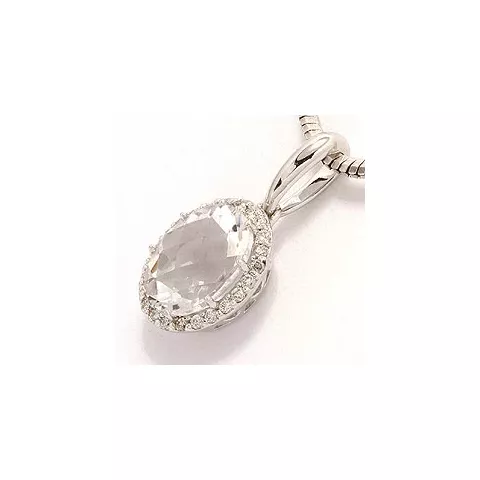 ovaal kwarts diamanten hanger in 14 caraat witgoud 0,12 ct