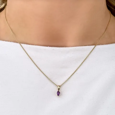 amethist hanger in 14 caraat goud 0,25 ct