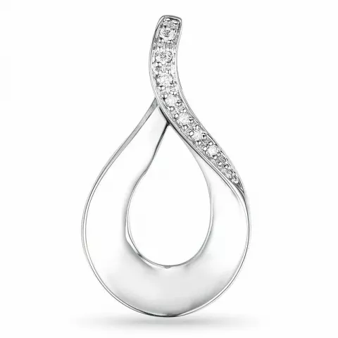 elegant diamant hanger in 14 caraat witgoud 0,04 ct