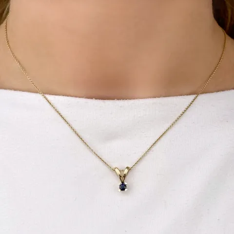 saffier hanger in 14 caraat goud 0,30 ct