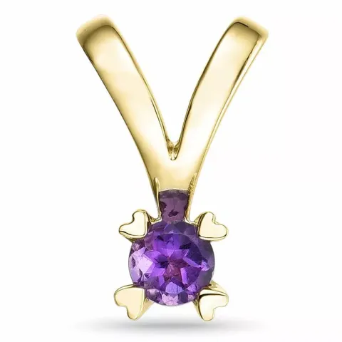 hart paarse amethist hanger in 14 caraat goud 0,22 ct