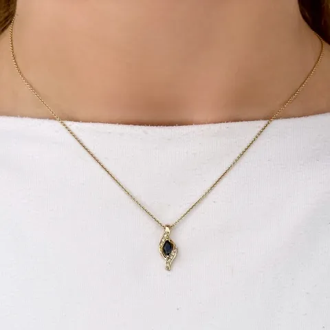 saffier diamanten hanger in 14 caraat goud 0,04 ct 0,34 ct