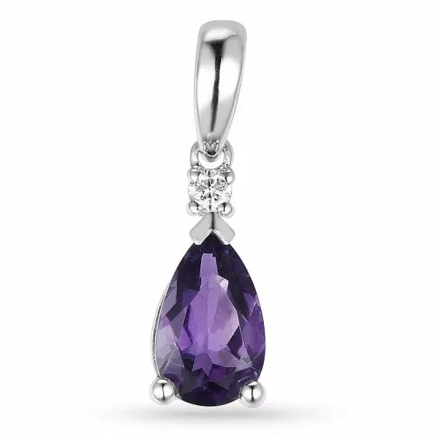 paarse amethist hanger in 14 caraat witgoud 0,03 ct 0,78 ct