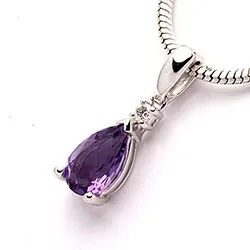 paarse amethist hanger in 14 caraat witgoud 0,03 ct 0,78 ct