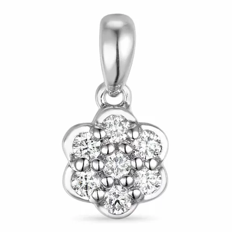 bloem diamant bloemen hanger in 14 caraat witgoud 0,15 ct