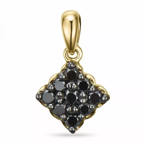 Vierkant zwart diamant hanger in 14 caraat goud 0,25 ct